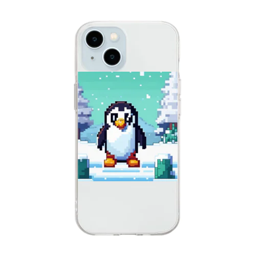 冒険しているペンギン Soft Clear Smartphone Case