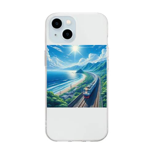 夏の列車 Soft Clear Smartphone Case