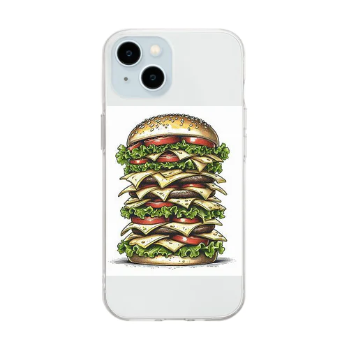 ゾウさんのハンバーガー Soft Clear Smartphone Case