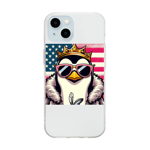 皇帝ペンギンxアメリカンxサングラス Soft Clear Smartphone Case