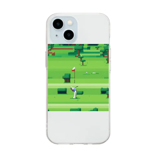 ゴルフをするゴリラ Soft Clear Smartphone Case