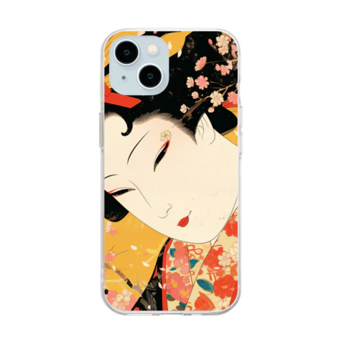 浮世絵 美人画 Ukiyoe beauty painting [UB-NIJI06-SR001-0007] Soft Clear Smartphone Case