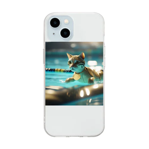 水中のメカット・トライアンフ Soft Clear Smartphone Case