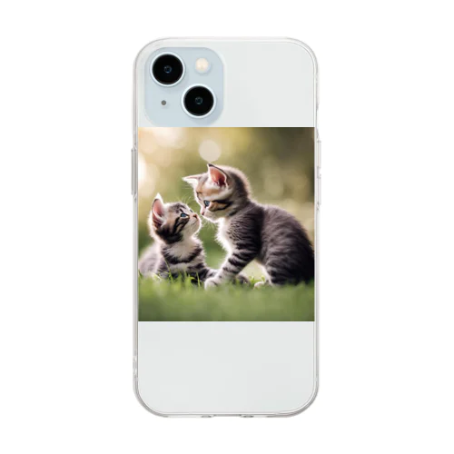 子猫の面倒を見る🐈 Soft Clear Smartphone Case