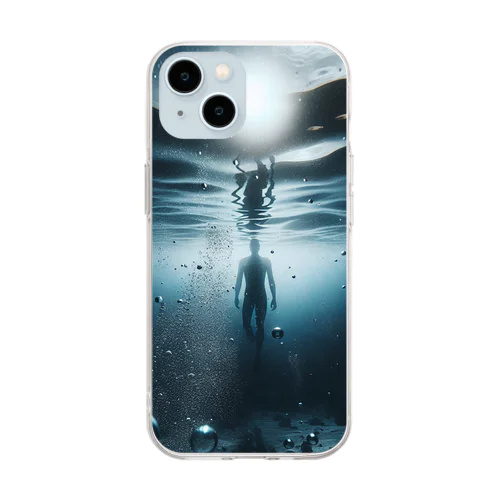水の底（AI生成） Soft Clear Smartphone Case