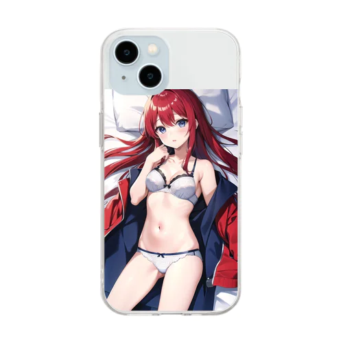 可憐な美少女の下着姿 Soft Clear Smartphone Case