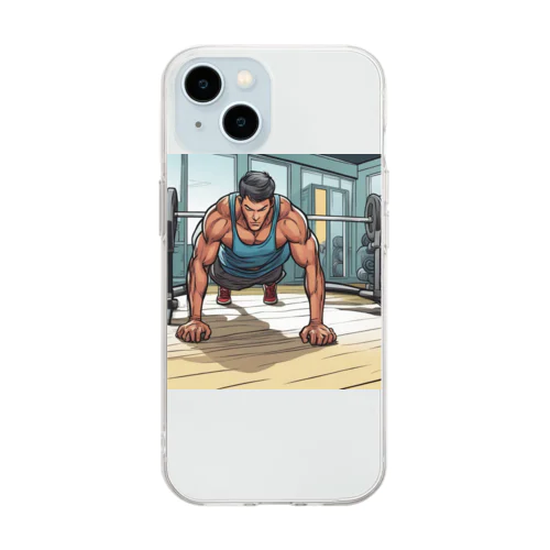 腕立てトレーニー Soft Clear Smartphone Case