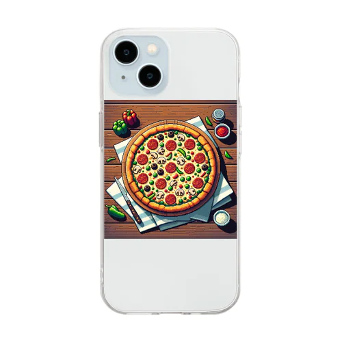 ピザのピクセルイラスト Soft Clear Smartphone Case
