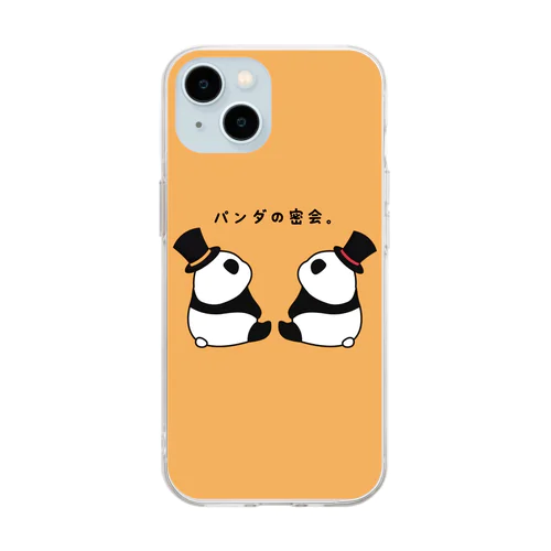 パンダの密会。　( オレンジ ) Soft Clear Smartphone Case