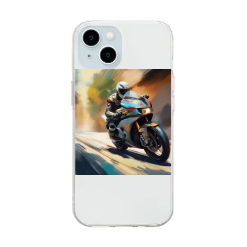 風を切るライダー Soft Clear Smartphone Case