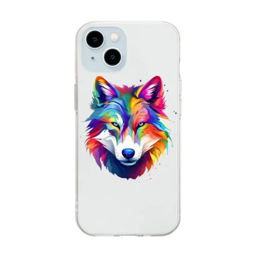 カラフルなおおかみ Soft Clear Smartphone Case
