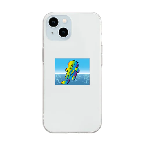 【レインボーカラー】おねんね海獺(ラッコ)親子 Soft Clear Smartphone Case