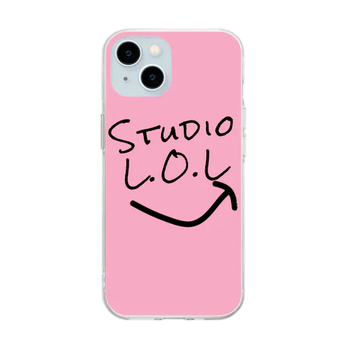 【手書き風ロゴフェイス】ピンク Soft Clear Smartphone Case