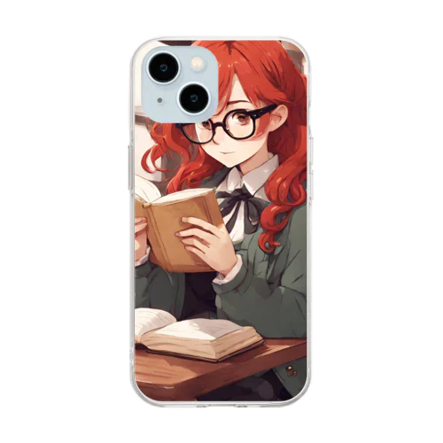 赤毛の読書メガネさん Soft Clear Smartphone Case