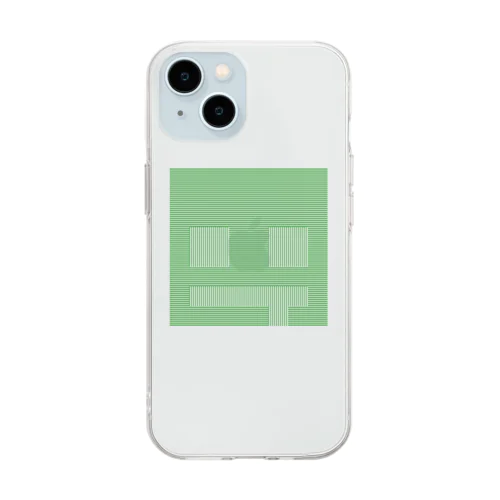 あのときのぽつねんの線（緑） Soft Clear Smartphone Case