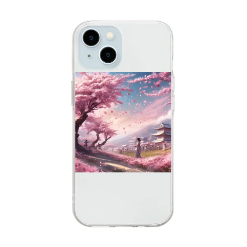 舞い散る桜 Soft Clear Smartphone Case