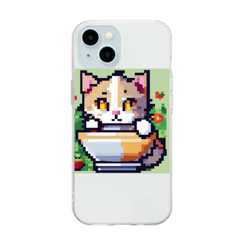 マグカップかくれんぼ猫 Soft Clear Smartphone Case