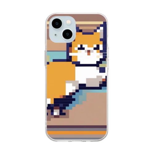 飛び掛かる猫 Soft Clear Smartphone Case