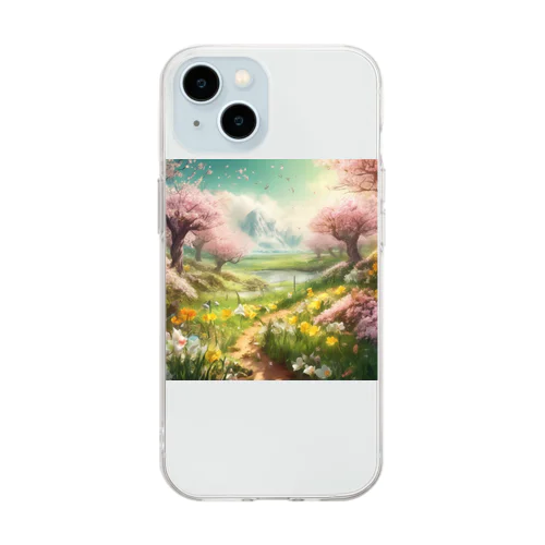 春からの道筋 Soft Clear Smartphone Case