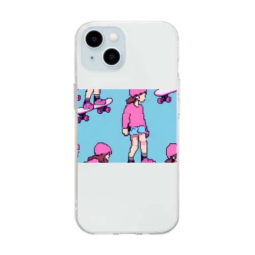 スケボー女子 Soft Clear Smartphone Case