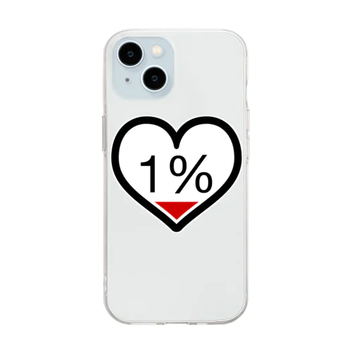 のこり残量1％ Soft Clear Smartphone Case