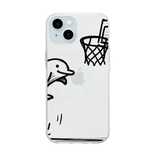 バスケをするイルカ Soft Clear Smartphone Case
