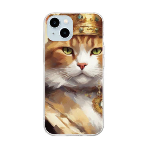 ブルーダイヤモンドの猫王 Soft Clear Smartphone Case