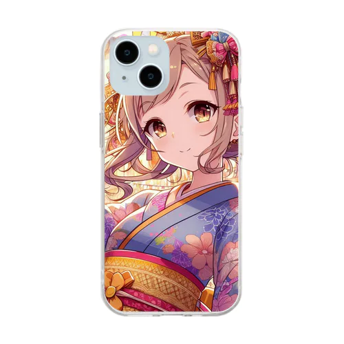 お祭りを楽しむ浴衣美少女 Soft Clear Smartphone Case