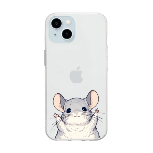 ばんざいチンチラ Soft Clear Smartphone Case