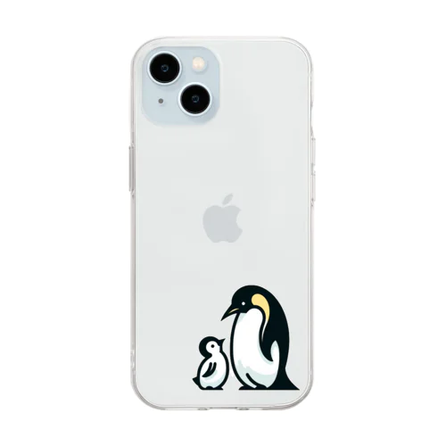 ペンギンのおやこ Soft Clear Smartphone Case