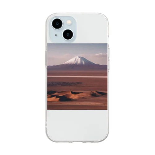 富士山の夕焼け Soft Clear Smartphone Case