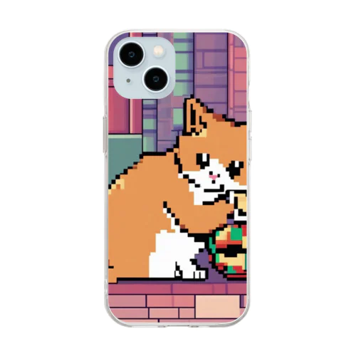 ひとり遊びを楽しむ猫 Soft Clear Smartphone Case