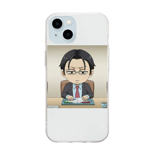 カンペ確認中＠サラリーマン Soft Clear Smartphone Case