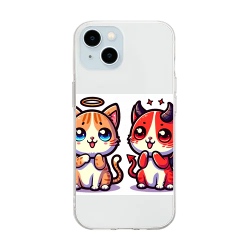 ☆天使猫☆悪魔猫☆ Soft Clear Smartphone Case