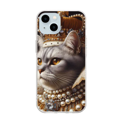 真珠ねこ　ジョージ3世 Soft Clear Smartphone Case