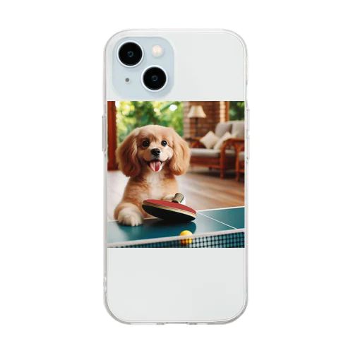 可愛い卓球犬 Soft Clear Smartphone Case