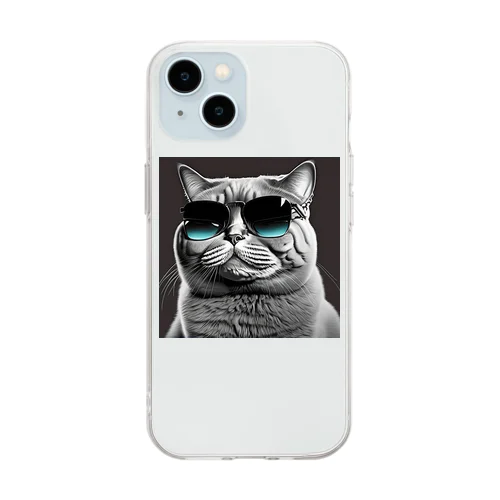 サングラスの猫シリーズ Soft Clear Smartphone Case