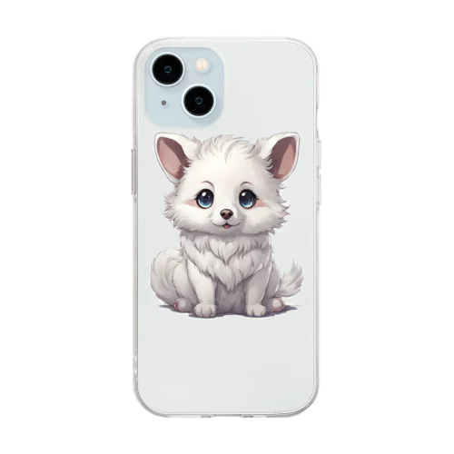 可愛い白い犬 Soft Clear Smartphone Case