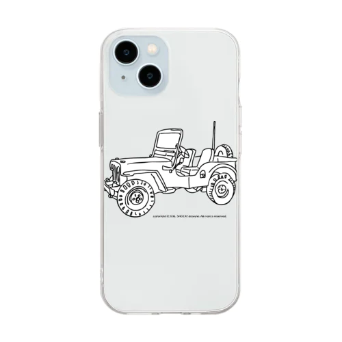 Jeep イラスト ライン画 Soft Clear Smartphone Case