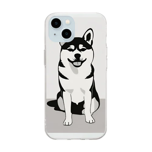 柴犬のキュートなキャンバス Soft Clear Smartphone Case