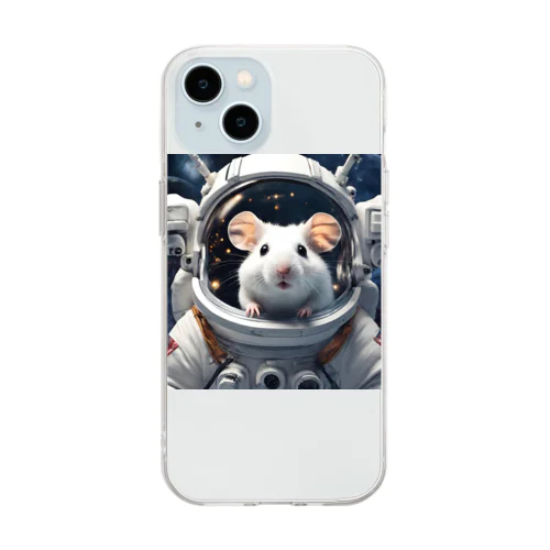 宇宙旅行する白いハムスター Soft Clear Smartphone Case