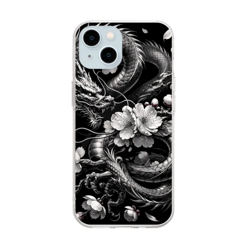 龍×桜 Soft Clear Smartphone Case