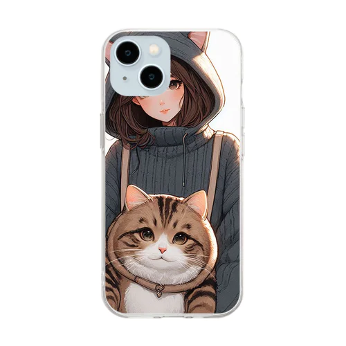 猫パーカーの女の子(20) Soft Clear Smartphone Case