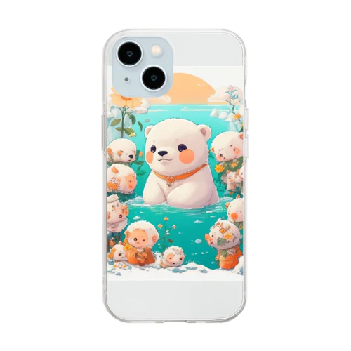 水遊びをしている白熊 Soft Clear Smartphone Case