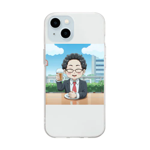 外で昼から乾杯＠サラリーマン Soft Clear Smartphone Case