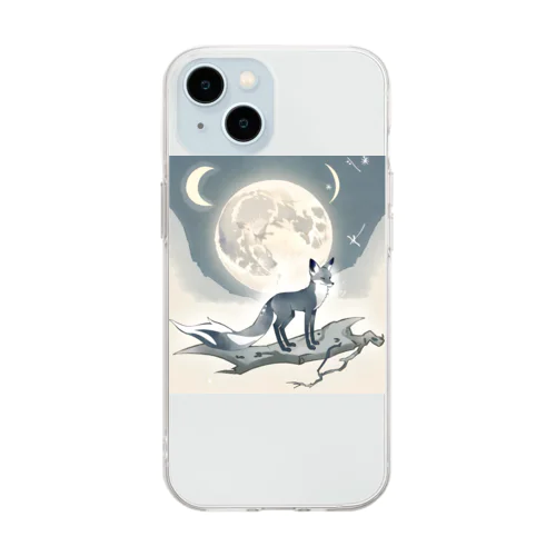 月と黒狐　その三 Soft Clear Smartphone Case