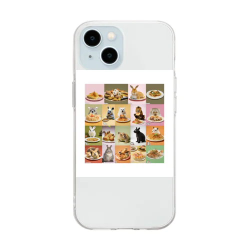 美味しいそうに食べる動物たち Soft Clear Smartphone Case