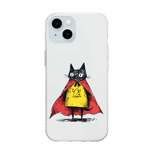 黒猫ヒーロー Soft Clear Smartphone Case