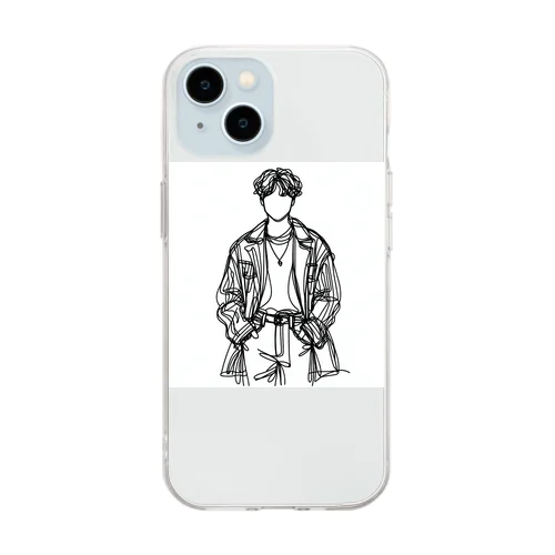 線画の人 Soft Clear Smartphone Case