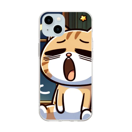 Tired cat 5 Soft Clear Smartphone Case